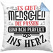 Liebste Person Geschenk Kissen mit Füllung 40x40 Es Gibt Menschen Die Passen Einfach Perfekt Ins Herz Geschenkidee Beste Freundin (Grau) Blau Trendation