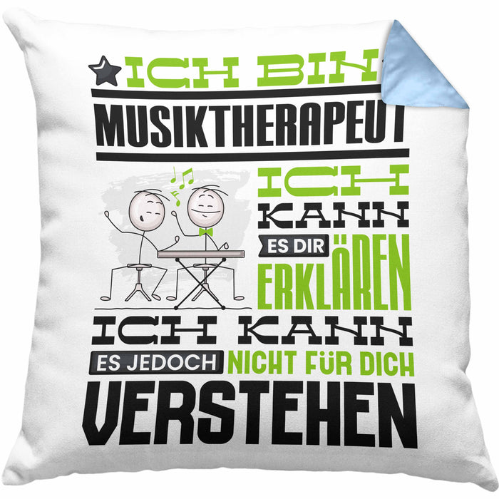 Musiktherapeut Geschenk Kissen mit Füllung 40x40 Lustige Geschenkdiee für einen Musiktherapeut Geburtstag Ich Bin Musiktherapeut Ich Kann Es Dir Erklären Aber Nicht Für Dich Verstehen (Grau) Blau Trendation