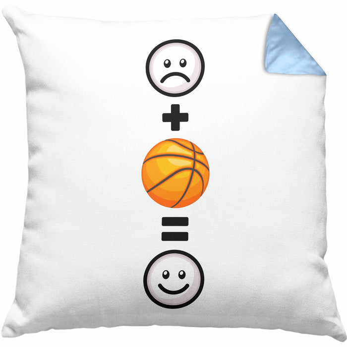 Basketball Kissen mit Füllung 40x40 Geschenk für Basketball-Spieler Geburtstag Lustige Geschenkidee :( + Basketball = :) (Grau) Blau Trendation