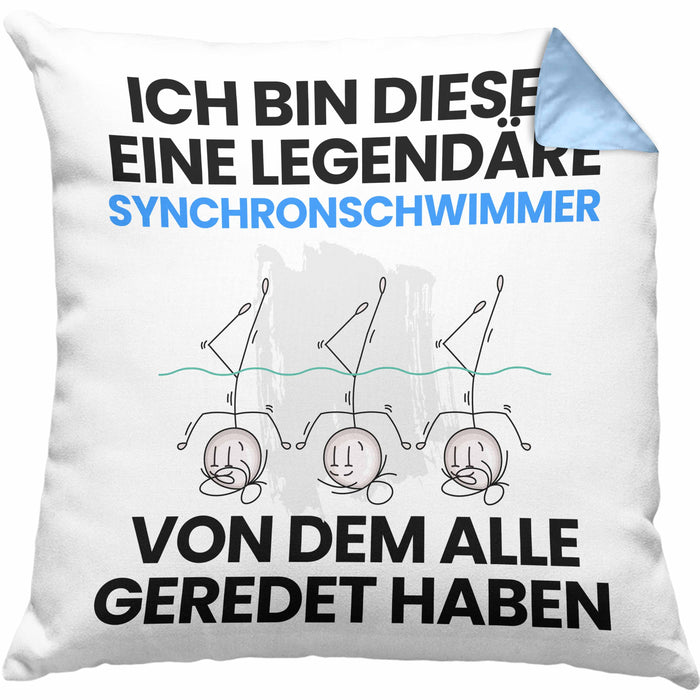 Synchronschwimmer Geschenk Kissen mit Füllung 40x40 Lustige Geschenkidee Geburtstag für Synchronschwimmer Ich Bin Dieser Legendäre Synchronschwimmer Von Dem Alle Geredet Haben (Grau) Blau Trendation