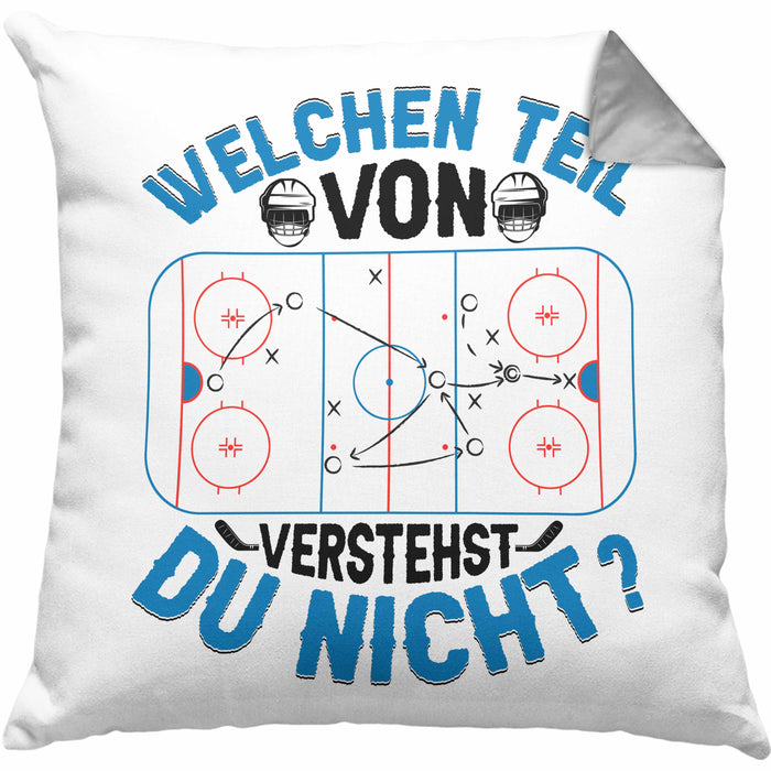 Eishockey Trainer Geschenk Kissen mit Füllung 40x40 Coach Eis-Hockey Spieler Geschenkidee Eishockeyspieler Geschenkdiee Welchen Teil Von Verstehst Du Nicht (Grau) Grau Trendation