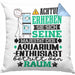 Aquarium-Enthusiast Geschenk Kissen mit Füllung 40x40 Lustiger Spruch Erheben Sie Sich Der Aquarium-Enthusiast Betritt den Raum (Grau) Blau Trendation