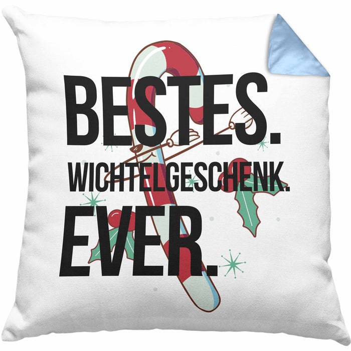 Schrott-Wichtelgeschenk für Frauen Kollegen Geschenk Wichteln Weihnachten Bestes Wichtelgeschenk Ever geschenkidee SchrottwichtelnKissen mit Füllung 40x40 (Grau) Blau Trendation