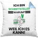 Schriftsteller Geschenk Kissen mit Füllung 40x40 Lustiger Spruch Ich Bin Schriftsteller Warum Weil Ich Es Kann Geschenkidee Bester Schriftsteller Geburtstag (Grau) Blau Trendation