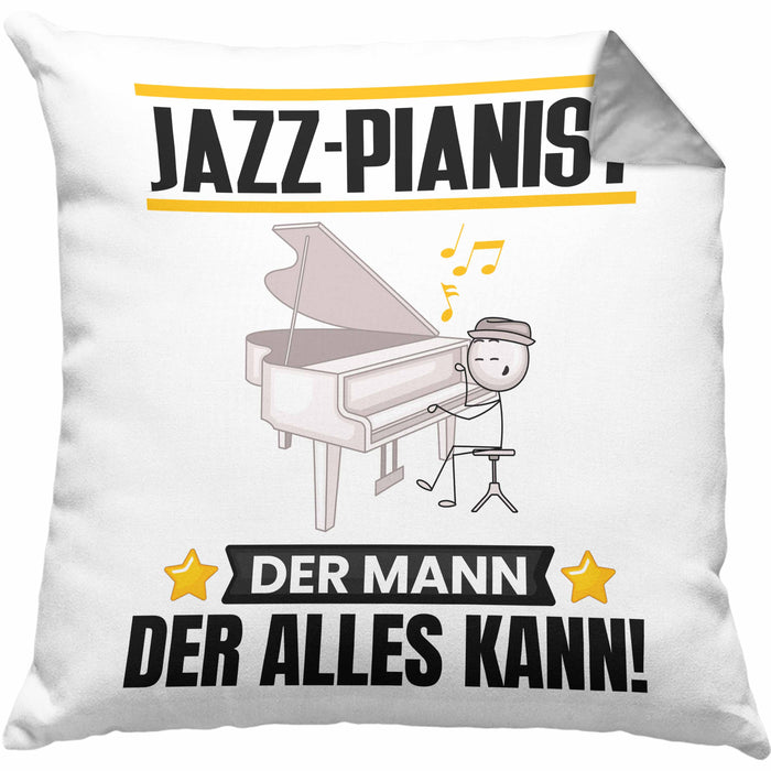 Jazz-Pianist Kissen mit Füllung 40x40 Geschenk für Jazz-Pianist Der Mann Der Alles Kann Geschenkidee zum Geburtstag (Grau) Grau Trendation