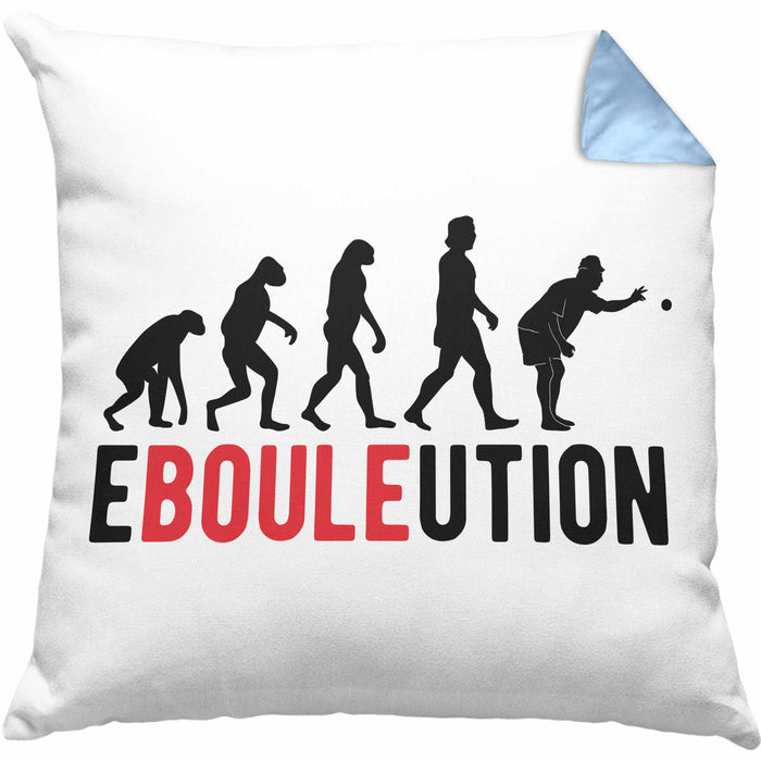 Boule Kissen mit Füllung 40x40 Geschenk Ebouleution Pétanque Boule-Spieler Geschenkidee Spruch (Grau) Blau Trendation
