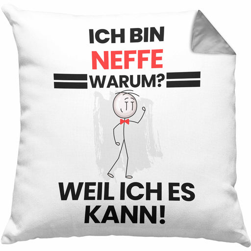 Neffe Geschenk Kissen mit Füllung 40x40 Lustiger Spruch Ich Bin Neffe Warum Weil Ich Es Kann Geschenkidee Bester Neffe Geburtstag (Grau) Grau Trendation