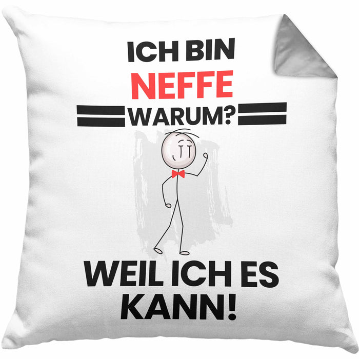 Neffe Geschenk Kissen mit Füllung 40x40 Lustiger Spruch Ich Bin Neffe Warum Weil Ich Es Kann Geschenkidee Bester Neffe Geburtstag (Grau) Grau Trendation