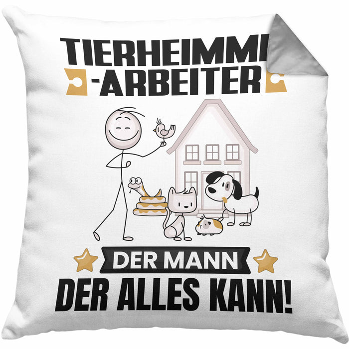 Tierheimmitarbeiter Kissen mit Füllung 40x40 Geschenk für Tierheimmitarbeiter Der Mann Der Alles Kann Geschenkidee zum Geburtstag (Grau) Grau Trendation