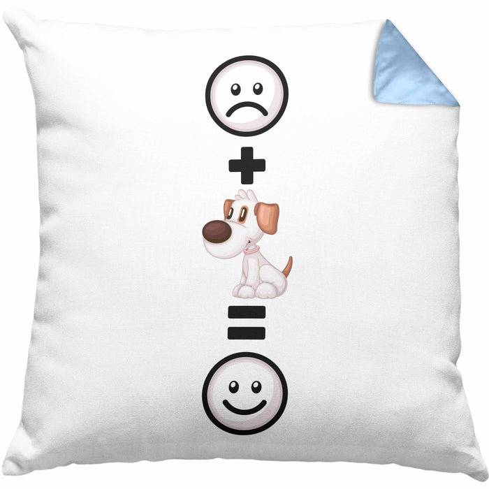 Hund Kissen mit Füllung 40x40 Geschenkidee für Hundemama Hundebesitzer Geburtstag Lustiges Geschenk :( + Hund = :) (Grau) Blau Trendation