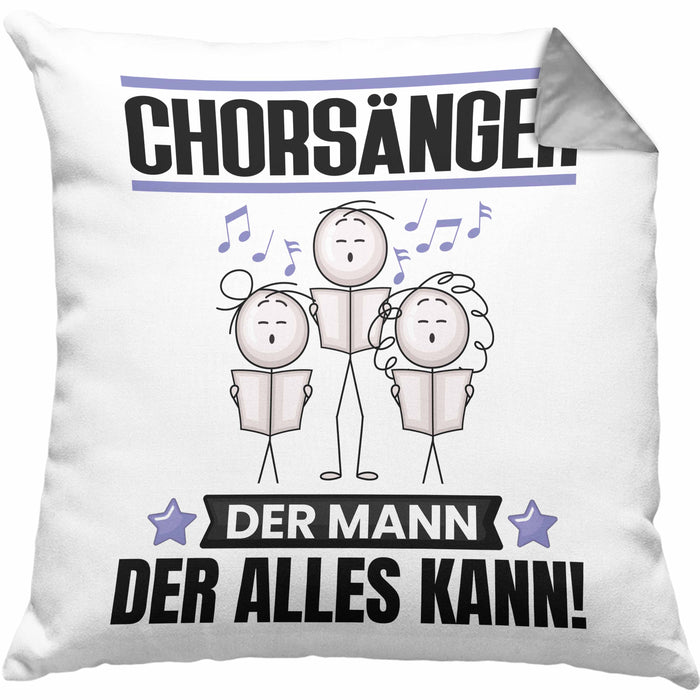 Chorsänger Kissen mit Füllung 40x40 Geschenk für Chorsänger Der Mann Der Alles Kann Geschenkidee zum Geburtstag (Grau) Grau Trendation