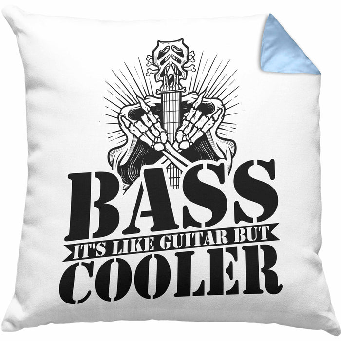 Bassist Kissen mit Füllung 40x40 Geschenk Bass-Spieler Geschenkidee Bass It's Like Guitar But Cooler (Grau) Blau Trendation