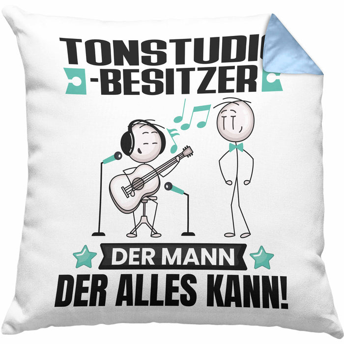 Tonstudio-Besitzer Kissen mit Füllung 40x40 Geschenk für Tonstudio-Besitzer Der Mann Der Alles Kann Geschenkidee zum Geburtstag (Grau) Blau Trendation