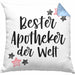 Apotheker Geschenk Kissen mit Füllung 40x40 Bester Apotheker Pharmazeut Arzneikundiger (Grau) Blau Trendation