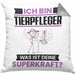 Tierpfleger Kissen mit Füllung 40x40 Geschenk für Tierpfleger Geburtstag Lustiger Spruch Was Ist Deine Superkraft (Grau) Grau Trendation