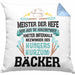 Bäcker Kissen mit Füllung 40x40 mit Spruch Geschenkidee Bäckerin Geschenk Männer Frauen (Grau) Blau Trendation