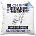 Straßenmusiker Kissen mit Füllung 40x40 Geschenk für Straßenmusiker Geburtstag Lustiger Spruch Was Ist Deine Superkraft (Grau) Blau Trendation