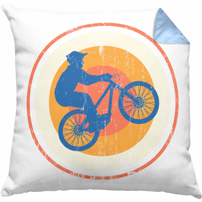 Moutainbike Geschenk Kissen mit Füllung 40x40 Mountainbiker Geschenkidee Kinder Männer Accessories Grafik MTB ler (Grau) Blau Trendation