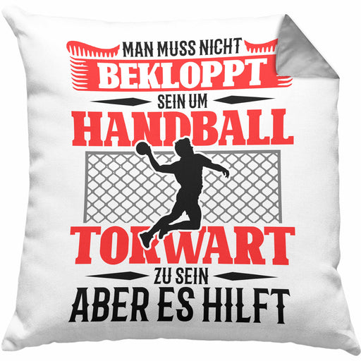Lustige Kissen mit Füllung 40x40 für Handball Torhüter Torwart Geschenk Spruch Geschenkidee Handballtorwart (Grau) Grau Trendation