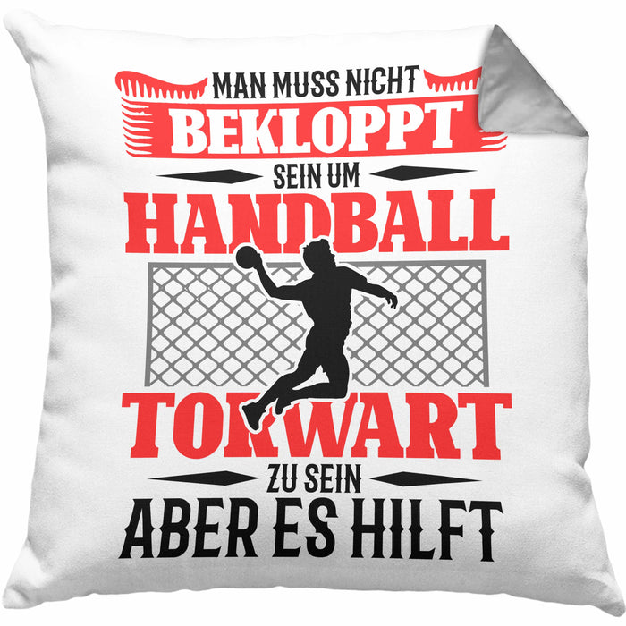 Lustige Kissen mit Füllung 40x40 für Handball Torhüter Torwart Geschenk Spruch Geschenkidee Handballtorwart (Grau) Grau Trendation