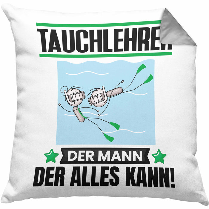 Tauchlehrer Kissen mit Füllung 40x40 Geschenk für Tauchlehrer Der Mann Der Alles Kann Geschenkidee zum Geburtstag (Grau) Grau Trendation