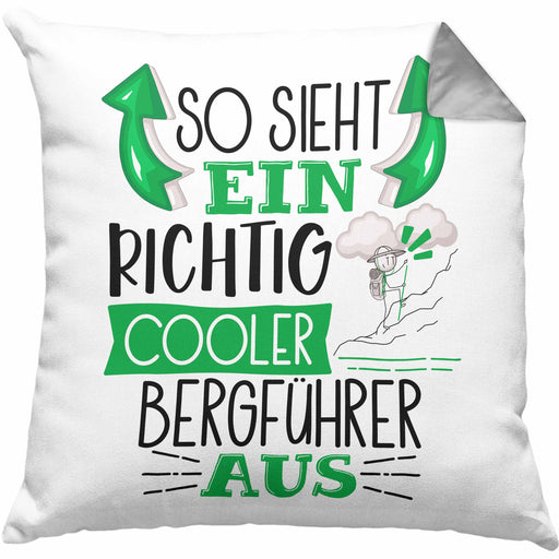 So Sieht Ein Richtig Cooler Bergführer Aus Kissen mit Füllung 40x40 Geschenk für Bergführer Geburtstag Geschenkdiee (Grau) Grau Trendation