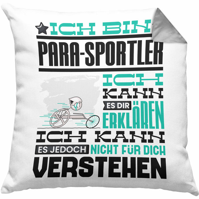 Para-Sportler Geschenk Kaffee-Kissen mit Füllung 40x40 Geschenkidee für Para-Sportler Ich Bin Para-Sportler Ich Kann Es Dir Erklären Jedoch Nicht Für Dich Verstehen Spruch Lustig (Grau) Grau Trendation