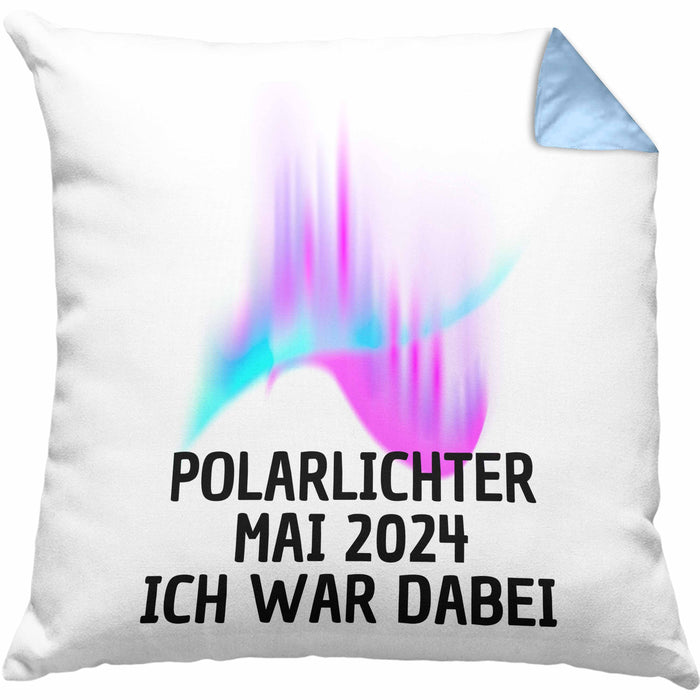 Polarlichter 2024 Kissen mit Füllung 40x40 Geschenk Ich War Dabei Polar-Lichter Polarlicht Heute Nochmal Polarlichter (Grau) Blau Trendation