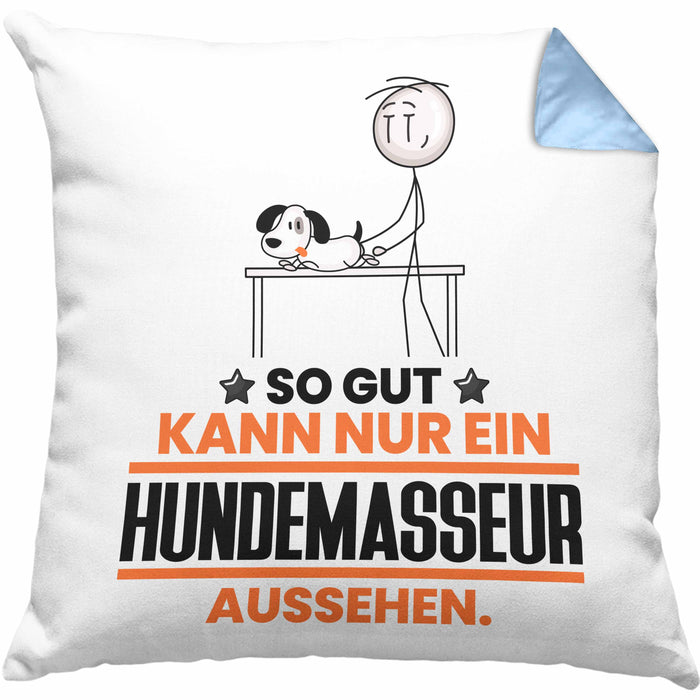 Hundemasseur Geschenk Kissen mit Füllung 40x40 So Gut Kann Nur Ein Hundemasseur Aussehen Geschenkidee (Grau) Blau Trendation
