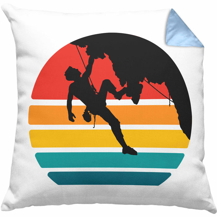 Bouldern Kissen mit Füllung 40x40 Klettern Grafik Geschenk für Kletterfans Boulderer (Grau) Blau Trendation
