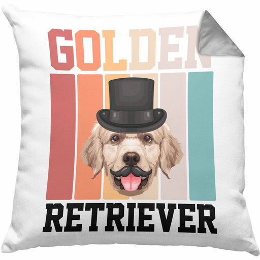 Golden Retriever Besitzer Kissen mit Füllung 40x40 Geschenk Lustiger Spruch Geschenkidee Retro Vinatge Golden Retriever (Grau) Grau Trendation