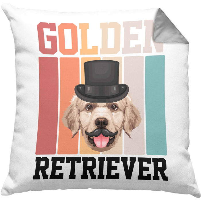 Golden Retriever Besitzer Kissen mit Füllung 40x40 Geschenk Lustiger Spruch Geschenkidee Retro Vinatge Golden Retriever (Grau) Grau Trendation