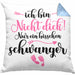 Kissen mit Füllung 40x40 Ich Bin Nicht Dick Ich Bin Schwanger Geschenk Überraschung Schwangerschaftsverkündung (Grau) Blau Trendation