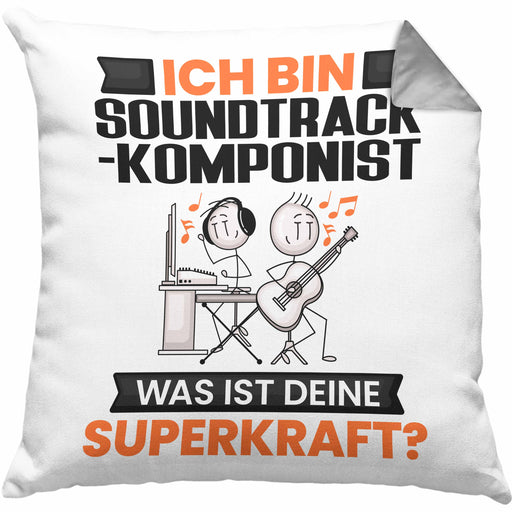 Soundtrack-Komponist Kissen mit Füllung 40x40 Geschenk für Soundtrack-Komponist Geburtstag Lustiger Spruch Was Ist Deine Superkraft (Grau) Grau Trendation