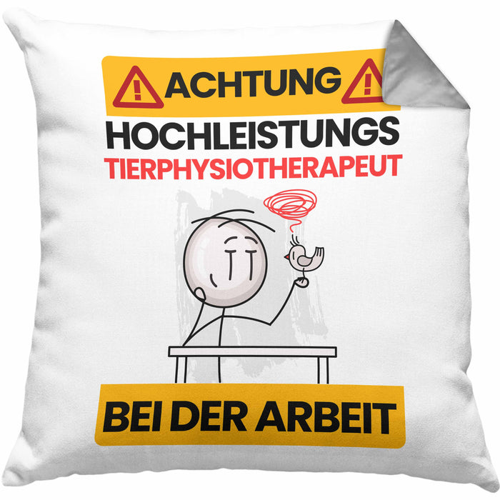 Tierphysiotherapeut Kissen mit Füllung 40x40 Geschenk Lustiger Spruch Geschenkidee für Tierphysiotherapeut Achtung Hochleistungs Tierphysiotherapeut Bei Der Arbeit (Grau) Grau Trendation