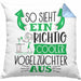Vogelzüchter Kissen mit Füllung 40x40 So Sieht Ein Richtig Cooler Vogelzüchter Aus Geschenk Lustiger Spruch Geschenkidee (Grau) Blau Trendation