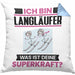 Langläufer Kissen mit Füllung 40x40 Geschenk für Langläufer Geburtstag Lustiger Spruch Was Ist Deine Superkraft (Grau) Blau Trendation