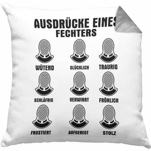 Fechter Geschenk Kissen mit Füllung 40x40 Geschenkidee Fechten Ausdrücke Eines Fechters Lustiger Spruch (Grau) Grau Trendation