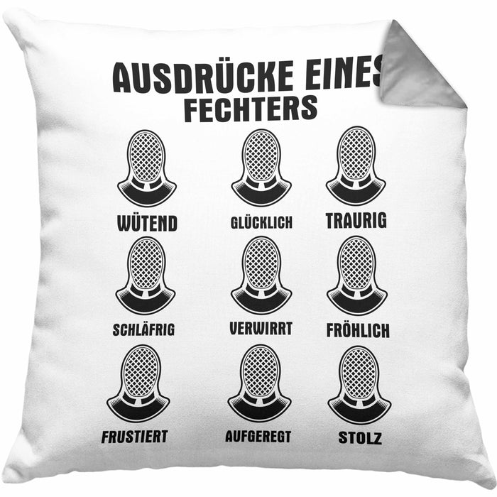 Fechter Geschenk Kissen mit Füllung 40x40 Geschenkidee Fechten Ausdrücke Eines Fechters Lustiger Spruch (Grau) Grau Trendation
