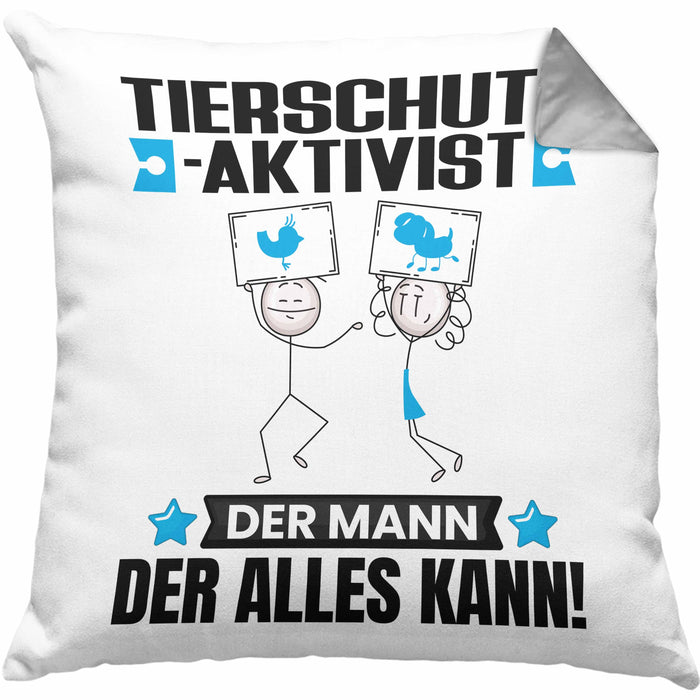 Tierschutzaktivist Kissen mit Füllung 40x40 Geschenk für Tierschutzaktivist Der Mann Der Alles Kann Geschenkidee zum Geburtstag (Grau) Grau Trendation