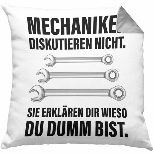 KFZ Mechaniker Geschenk Lustig Kissen mit Füllung 40x40 Automechaniker Mechatroniker Werkstatt Kissen mit Füllung 40x40 (Grau) Grau Trendation
