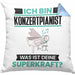 Konzertpianist Kissen mit Füllung 40x40 Geschenk für Konzertpianist Geburtstag Lustiger Spruch Was Ist Deine Superkraft (Grau) Blau Trendation
