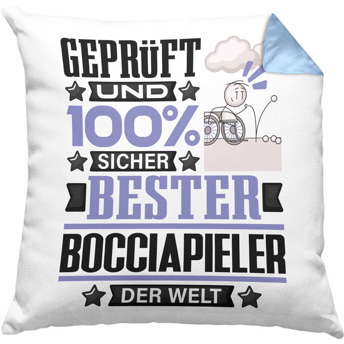 Bocciapieler Geschenk Lustiger Spruch für Bocciapieler Geschenkidee Bester Bocciapieler Der WeltKissen mit Füllung 40x40 (Grau) Blau Trendation