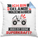 Geländewagenfahrer Kissen mit Füllung 40x40 Geschenk für Geländewagenfahrer Geburtstag Lustiger Spruch Was Ist Deine Superkraft (Grau) Blau Trendation