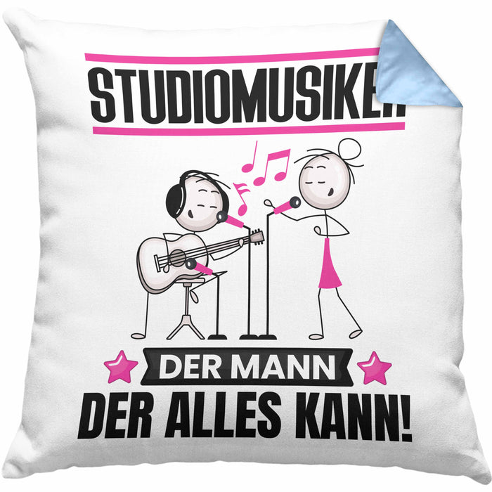 Studiomusiker Kissen mit Füllung 40x40 Geschenk für Studiomusiker Der Mann Der Alles Kann Geschenkidee zum Geburtstag (Grau) Blau Trendation