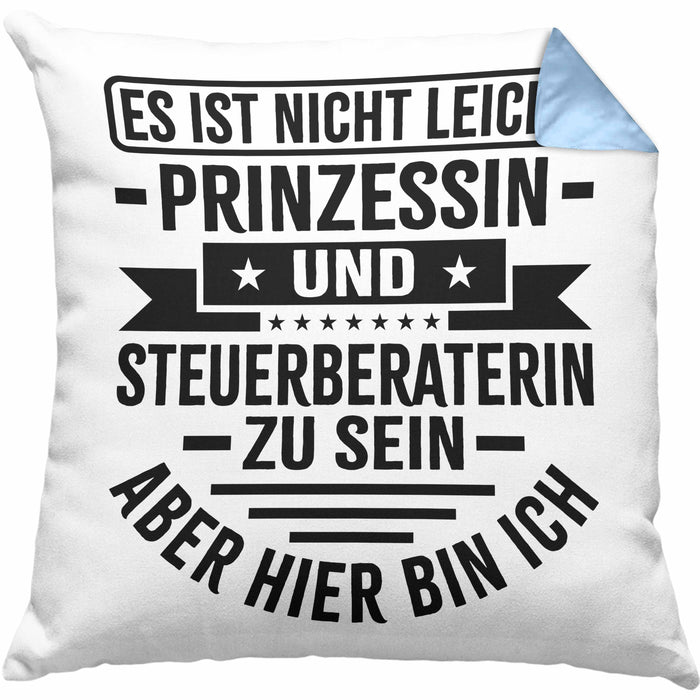 Steuerberaterin Geschenk Kissen mit Füllung 40x40 Geschenkidee Prinzessin (Grau) Blau Trendation