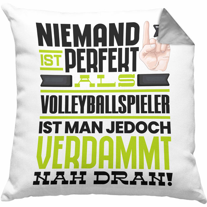 Volleyballspieler Geschenk Kissen mit Füllung 40x40 Lustige Geschenkidee für Volleyballspieler Geburtstag Niemand Ist Perfekt Aber Als Volleyballspieler Ist Man Nah Dran (Grau) Grau Trendation