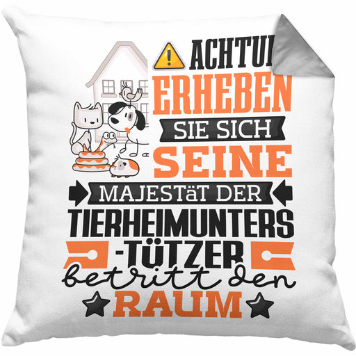 Tierheimunterstützer Geschenk Kissen mit Füllung 40x40 Lustiger Spruch Erheben Sie Sich Der Tierheimunterstützer Betritt den Raum (Grau) Grau Trendation