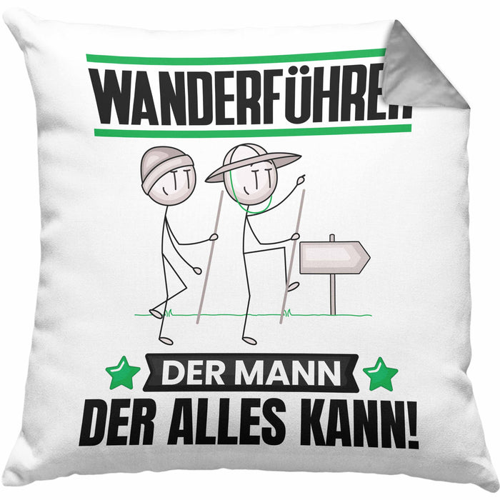 Wanderführer Kissen mit Füllung 40x40 Geschenk für Wanderführer Der Mann Der Alles Kann Geschenkidee zum Geburtstag (Grau) Grau Trendation