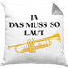 Trompete Kissen mit Füllung 40x40 Geschenk für Musiker Trompeten-Spieler Tuten Geschenkidee Lustig Männer (Grau) Grau Trendation